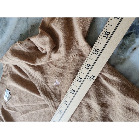 VTG Y2K American Eagle Fitted XS Cropped Cardigan Tan Brown Long Sleeve V Neck - Picture 8 of 9